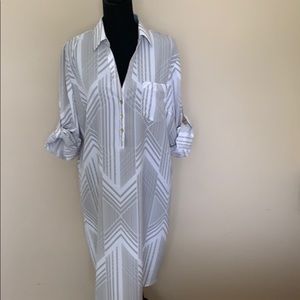 Extra Large Grey and White Shirt Dress.